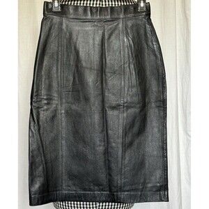 NEW! Rafferty 100% Leather Midi Skirt Front Snap Slit detail Size 9/10 NOS
